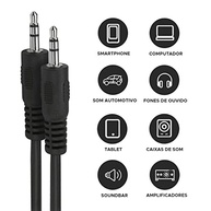 Cabo P2xP2 Estéreo 1.8m Preto - Conexão de Áudio Impecável - imagem 4