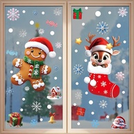 Adesivos 4D Natalinos para Decoração de Janela - Floco de Neve, Boneco de Neve e Papai Noel - imagem 1