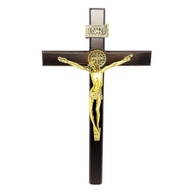 Crucifixo de Madeira São Bento 26 cm - Decoração Sagrada para Porta ou Parede - imagem 2