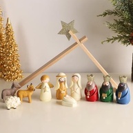 Conjunto de Presépio de Natal com 11 Estatuetas de Resina - Decoração Religiosa para Mesa e Prateleira - imagem 3