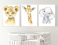 Quadros Decorativos Safari Aquarela - Kit com Vidro e Madeira para Ambientes Modernos - imagem 2