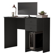 Escrivaninha com Suporte para CPU e 2 Gavetas - Mesa Moderna para Estudo e Trabalho (Preto) - imagem 2