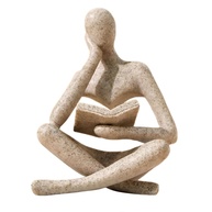 Estátua de Pensador para Decoração Moderna - Escultura de Leitura em Resina para Estante, Escritório e Sala de Estar - imagem 1