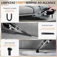 Aspirador de Pó Portátil Sem Fio 70W: Limpeza Poderosa para Casa e Carro | Seco/Úmido, Recarregável, 5 Acessórios - imagem 4