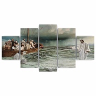 Mosaico MDF Jesus Andando Sobre as Águas 115x60cm - Quadro Decorativo Religioso para Sala - imagem 1