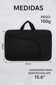 Capa para Notebook 15.6 Polegadas, Resistente à Água, Leve (150g), com Alça e Bolso Frontal, Case Protetora Slim para Trabalho, Faculdade e Viagem, Alça Reforçada, Neoprene - Qualidade Premium - imagem 2