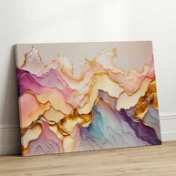 Quadro Decorativo Abstrato Moderno 130x90cm - Design Rosê Dourado para Quarto e Sala - imagem 3