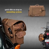 Alforjes Expedition Trip Machine para Royal Enfield Super Meteor 650/Shotgun 650 - Lona Resistente e Couro Marrom (Lado Direito) - imagem 5