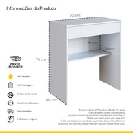 Escrivaninha Compacta com Gaveta para Estudo e Trabalho | Mesa Moderna Branca para Quarto ou Escritório - imagem 4