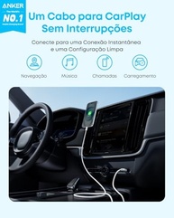 Cabo Anker Zolo CarPlay USB-A para USB-C Trançado 1m: Carregamento Rápido e Conexão Perfeita para iPhone 16/15 e iPad Pro - imagem 3