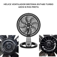 Hélice para Ventilador Britânia Turbo BVT480 8 Pás 40cm Preta - Reposição Original - imagem 3