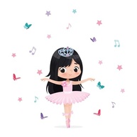 Adesivo de Parede Bailarina Cabelo Preto Longo - Decoração Infantil Elegante e Segura - imagem 3
