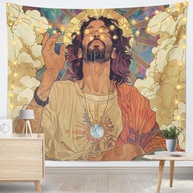 Tapeçaria Engraçada Jesus para Decoração de Parede - 130x150cm | Estética e Versátil para Quarto, Sala e Dormitório - imagem 1