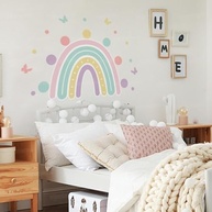 Adesivo de Parede Infantil Arco-Íris com 06 Corações e Estrelas - Decoração Lúdica e Colorida para Quarto de Criança - imagem 2