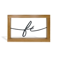 Escultura Decorativa Fé em Metal e Madeira - Design Inspirador para Mesa ou Parede - imagem 1