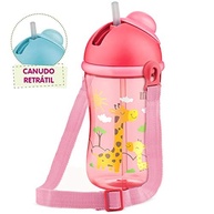 Copo Cantil Lillo Decorado com Canudo em Silicone - Rosa 390ml | Ideal para Crianças a Partir de 1 Ano - imagem 4