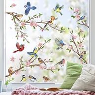 Adesivos de Janela com Design de Galho e Pássaros - Decalques Decorativos para Vidro com Efeito Estático - imagem 2
