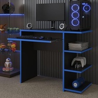 Mesa Escrivaninha Gamer Preto/Azul - Design Moderno para PC e Escritório - imagem 2