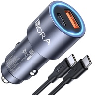 Carregador Veicular 38W USB-C PD/QC + Cabo Tipo C Incluso - Azul Rápido - imagem 1