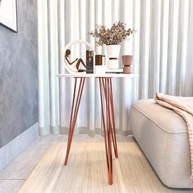 Mesinha Lateral de Canto Redonda com Pé Tripé em Ferro - Design Moderno e Versátil - imagem 5