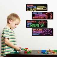 4 Peças Neon Decoração de Jogos para Quarto de Meninos - Placas de Madeira com Frases Motivacionais para Gamer - imagem 3