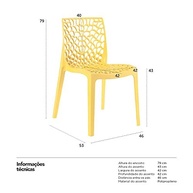 Cadeiras Gruvyer Amarelo - Conjunto 4 Peças em Polipropileno com Encosto Respirável para Sala de Jantar e Cozinha - imagem 3