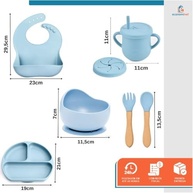 Kit Refeição Silicone para Bebês - 10 Peças com Ventosa, Prato, Copo e Talheres Seguros para Introdução Alimentar - imagem 3