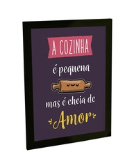 Quadro Decorativo A4 Cozinha Pequena Cheia de Amor - Moldura Pronta para Pendurar - imagem 1