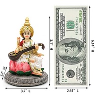 Estátua de Saraswati 13 cm - Mão Pintada - Decoração e Presente Religioso - imagem 4