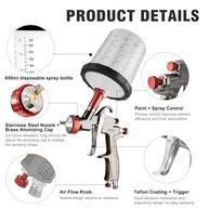 RRJ Pistola de Pulverização R500 LVLP 650ml - Alta Performance para Pintura Profissional - imagem 3