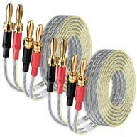 Mygatti: Cabos de Alto-Falante 16/2 Planos com Plug Banana Dourado 3m - Som Imersivo e Instalação Discreta - imagem 1