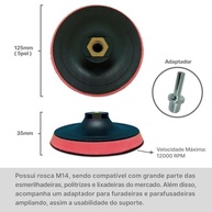 Kit Polimento Automotivo 125mm - Suporte + 2 Boínas + Pano Microfibra - imagem 4