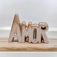 Enfeite Decorativo de Porcelana com Palavra 'Amor' Rosa Gold - 8cm x 11cm - imagem 3