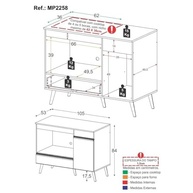 Balcão para Cooktop e Forno 105cm Veneza Multimóveis - Design Moderno com Porta e Gaveta - imagem 5