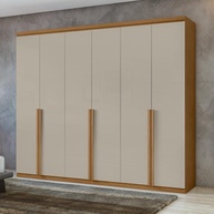 Guarda-Roupa 6 Portas 4 Gavetas em MDF Alonzo Amêndoa Clean/Off White - Design Moderno e Funcionalidade Completa - imagem 1