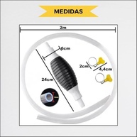 Bomba de Sucção Manual com Mangueira Transparente - Sifão Portátil para Água, Combustíveis e Óleos - imagem 3