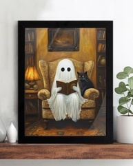 Pôster de Arte Gótica de Gato Fantasma - 15x20cm - Quadro emoldurado para Decoração Dark - imagem 5