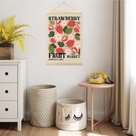 Pôster de Morango Fruit Market - Arte Moderna em Tela Rosa para Decoração de Parede - imagem 1