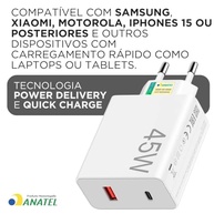 Carregador Turbo 45W Ultra Rápido Tipo C e USB: Potência Máxima para Seu Celular Android e iOS - imagem 5