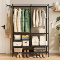 Estante Organizadora Multiuso com Arara e Prateleiras - Design Moderno e Prático - imagem 2