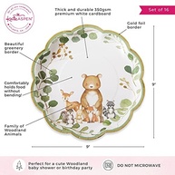 Pratos Decorativos Woodland Baby 9 Polegadas - Conjunto Premium de 16 Peças em Papel Resistente - imagem 3