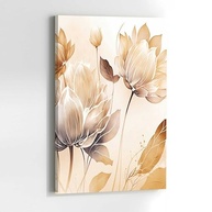 Quadro Decorativo Floral Abstrato 90x60cm - Bege e Marrom | Tecido Premium com Impressão HD - imagem 3