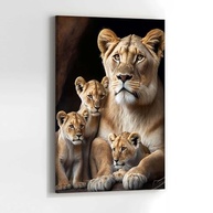 Quadro Decorativo Leoa com Filhotes da Savana 40x60cm - Tecido Premium com Impressão HD - imagem 3
