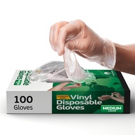 Luvas Descartáveis De Vinil Para Cozinhar E Preparar Alimentos - 100 Luvas Descartáveis Transparentes Sem Látex - Luvas Seguras Para Alimentos Para Churrasco, Cozinhar, Preparar Aliment - imagem 1