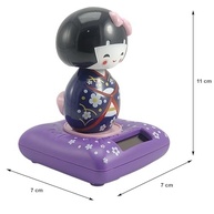 Boneca Kokeshi Solar Decorativa Preta - Cabeça Móvel com Energia Solar | Design Japonês Tradicional CD2523 - imagem 3