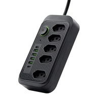 Extensão Régua 5 Tomadas + 4 USB (2 Tipo-C) Carregamento Rápido 2500W Bivolt 1.9m - Preto - imagem 1