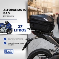 Bau Bauleto Alforge Traseiro Universal 37L Preto Moto - Impermeável + Refletivo - imagem 3