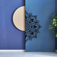 Mandala de Metal Grande para Decoração de Parede - Arte de Parede Lotus em Preto 150x75cm - imagem 1