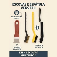 Kit 3 Escovas Multiúso + 1 Espátula - Limpeza Profunda e Detalhamento - imagem 5