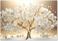 Quadro Decorativo Floral com Pintura de Árvore da Prosperidade - Tela Canvas Horizontal para Sala, Quarto e Hall - imagem 1